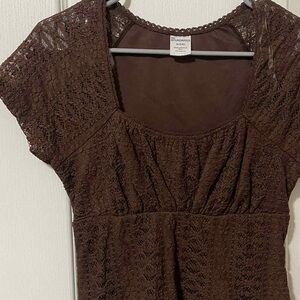 No Boundaries Brown Lace Blouse